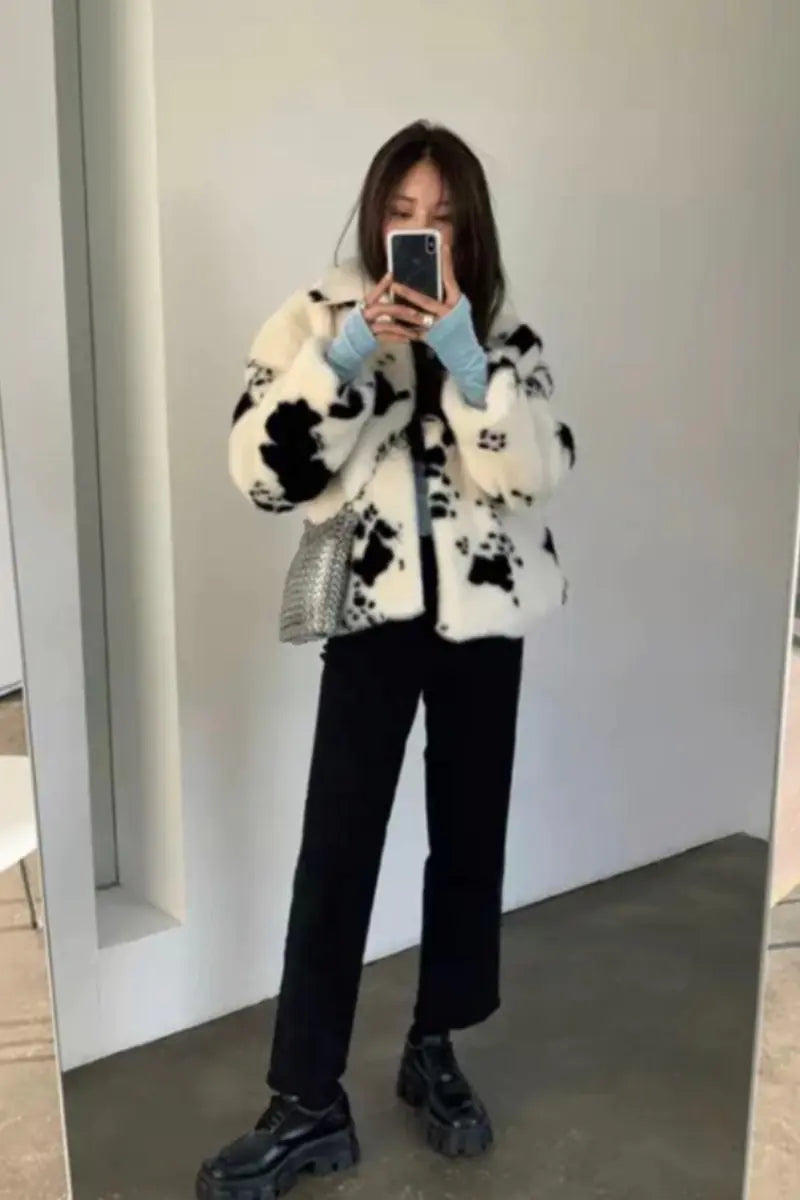 Stylish Cow Collar Short Cotton Jacket for Women