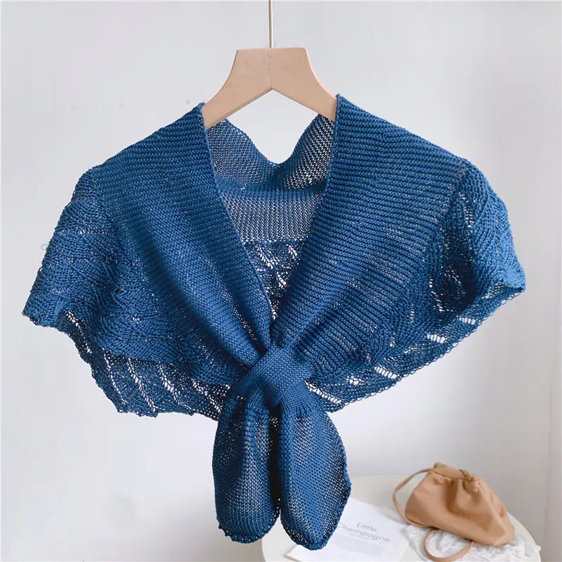 Ladies' Hollow Knit Shawl Cape and Scarf Vest