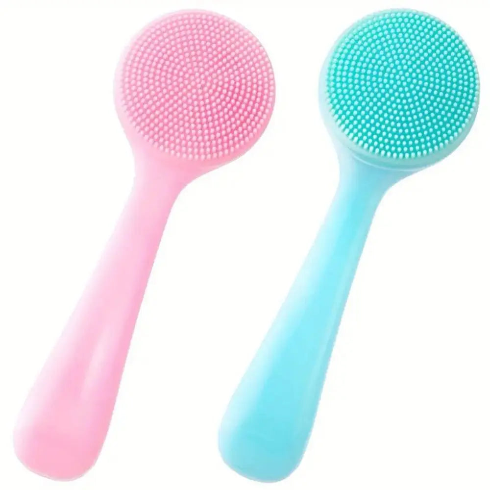 Silicone Facial Cleansing Brush – Long Handle Exfoliator & Makeup Remover
