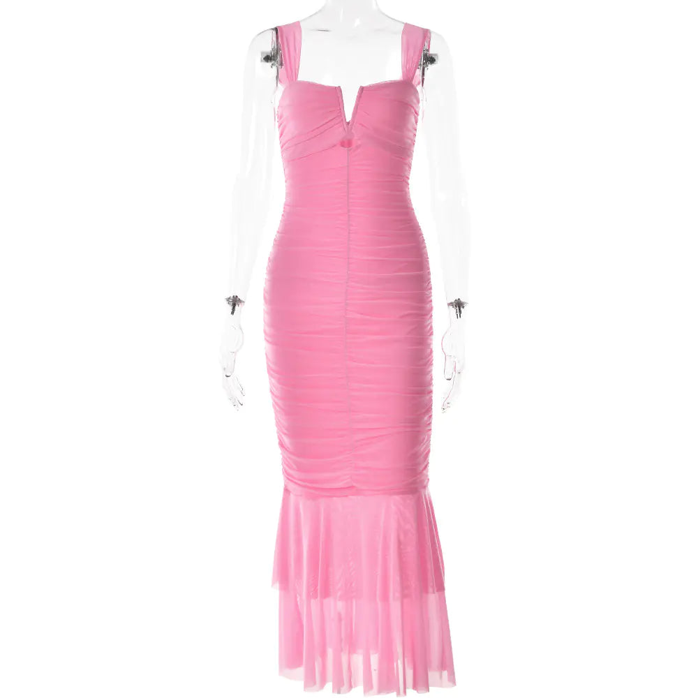 Fashionable Spring Summer Spliced Midi Dress FD9738