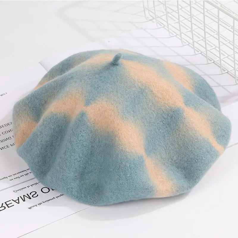 Tie-Dyed Fine Wool Beret Hat