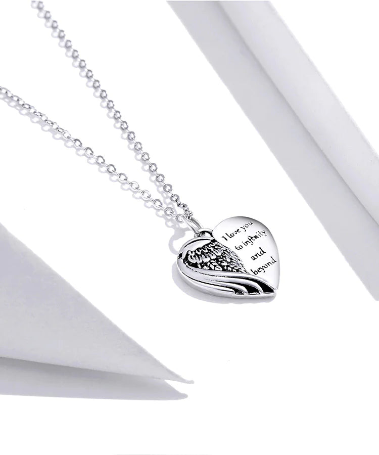 S925 Silver Heart and Wings Necklace for Women