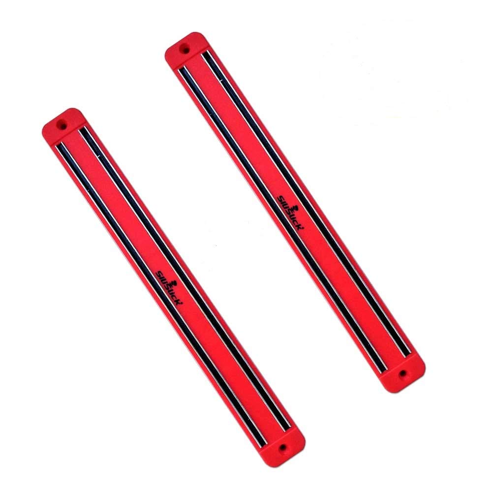 Magnetic Knife Rack – 2 Red | Wall-Mount Kitchen Tool Holder