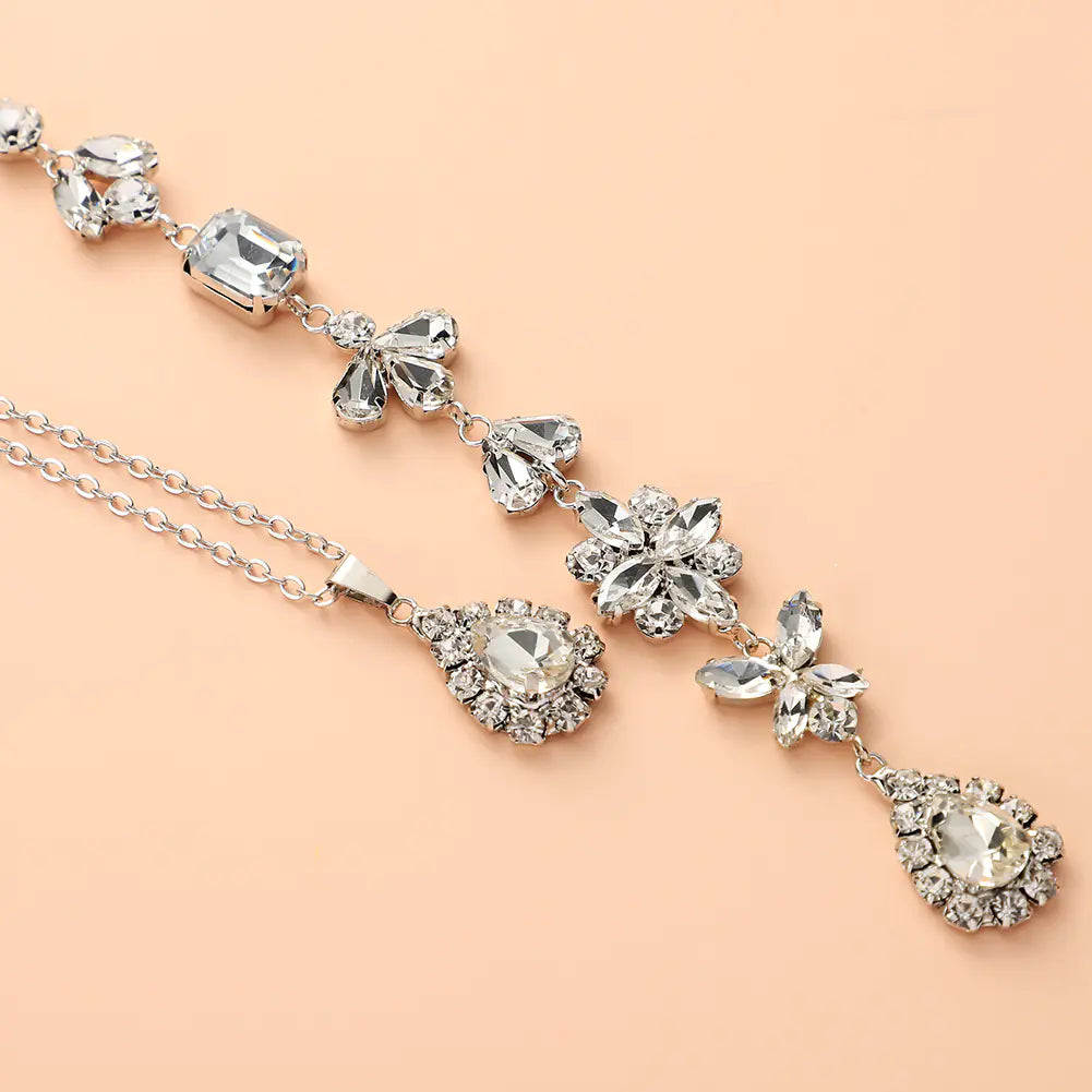 Minimalist Rhinestone Back Chain Necklace for Women