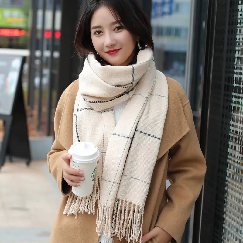 Plaid Scarf for Women - Thick Warm Shawl for Winter
