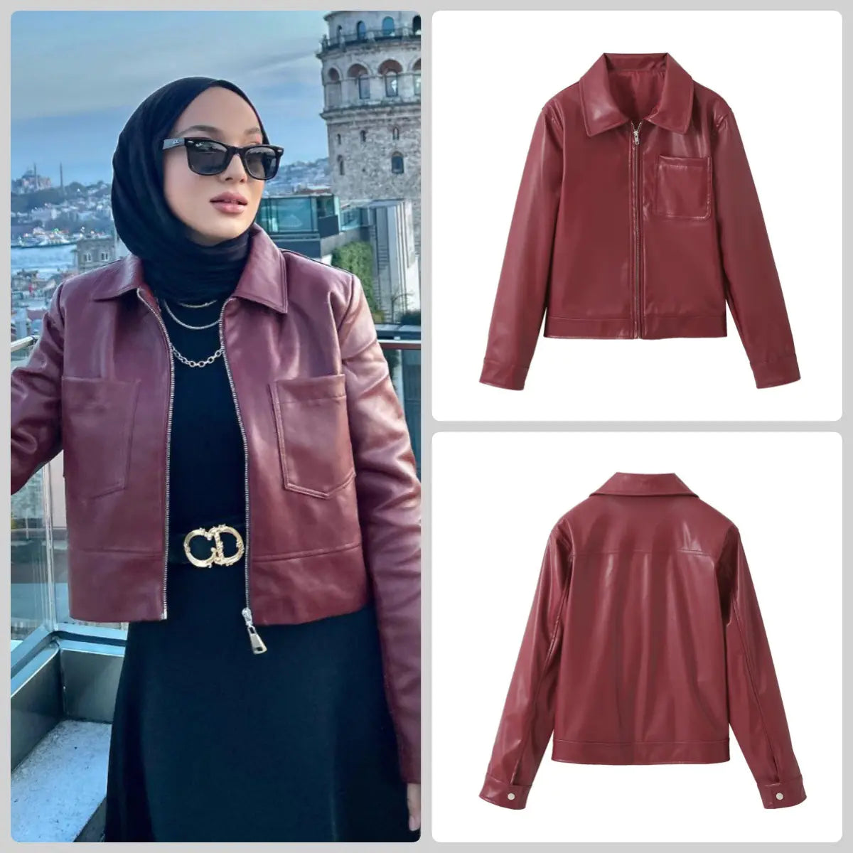 Retro Stylish PU Leather Jacket for Women M6322