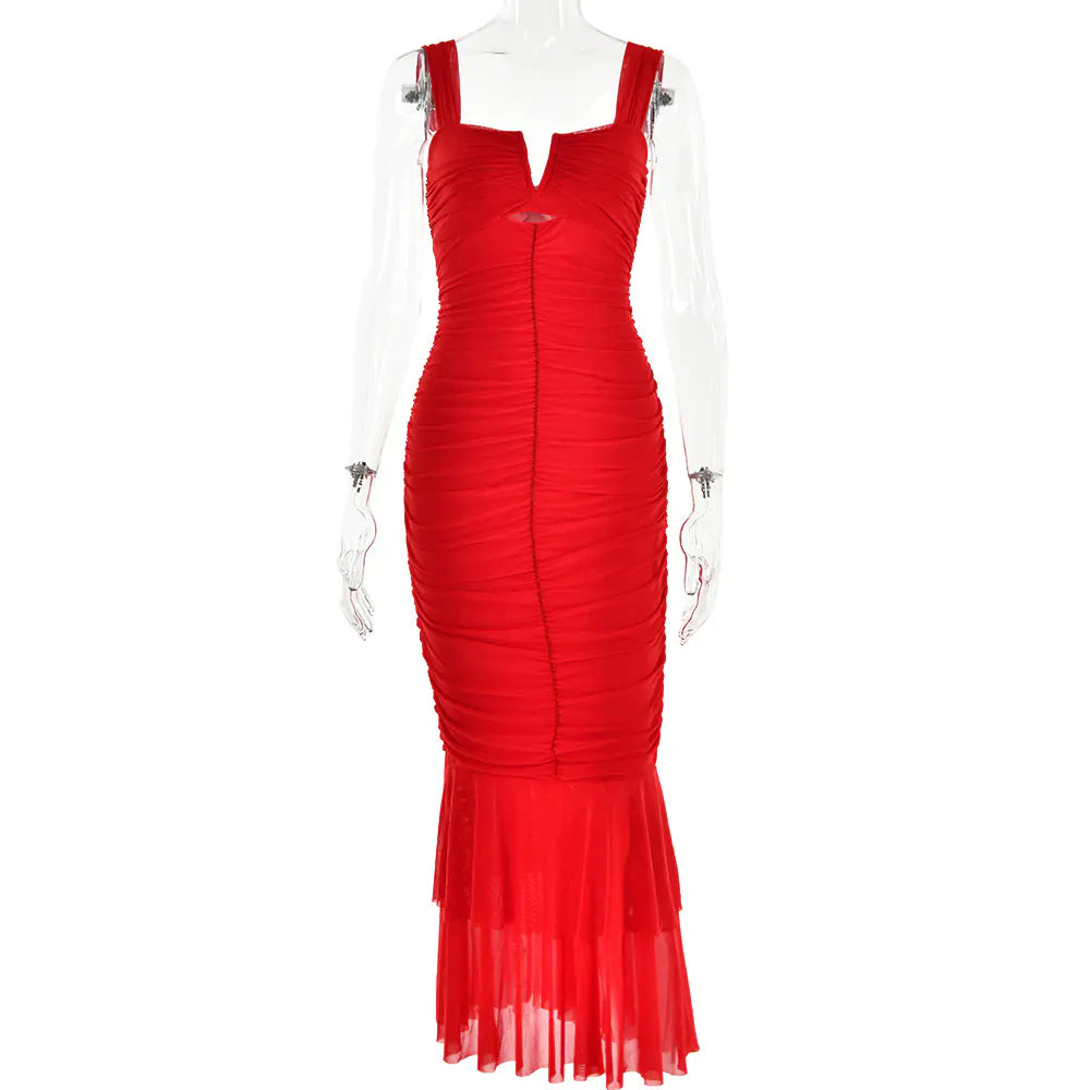 Fashionable Spring Summer Spliced Midi Dress FD9738