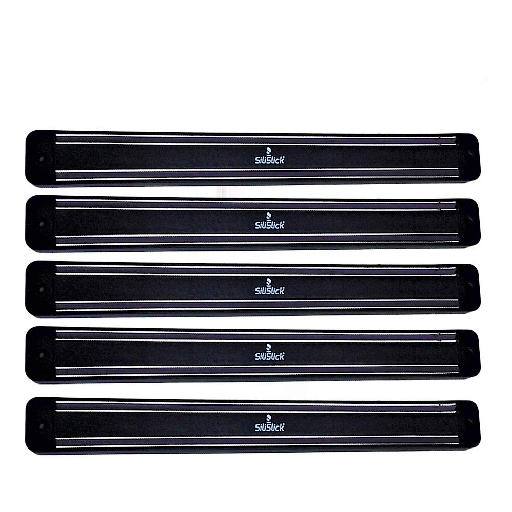 5-Slot Magnetic Knife Holder – Black Wall-Mounted Tool Rack for Kitchen & Workshop