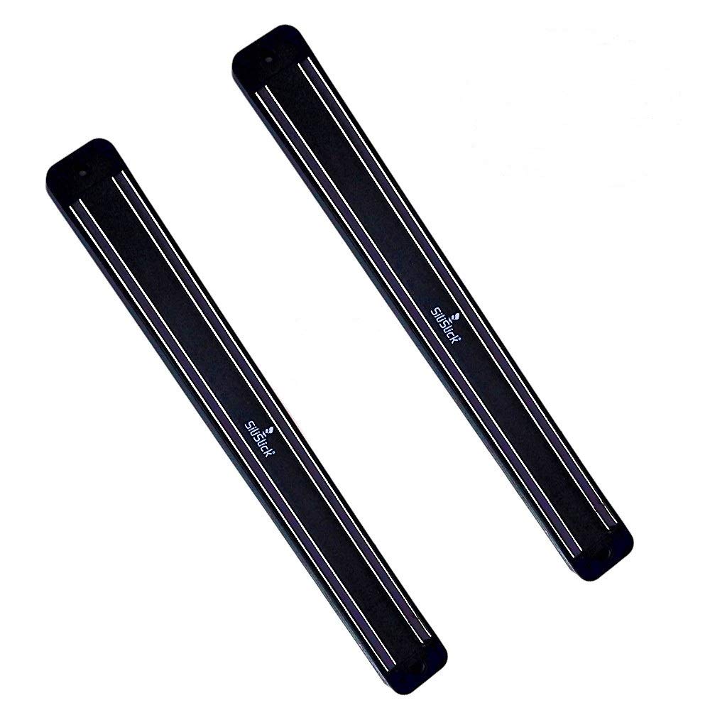 2-Slot Magnetic Knife Rack – Compact Black Wall-Mounted Kitchen & Tool Holder