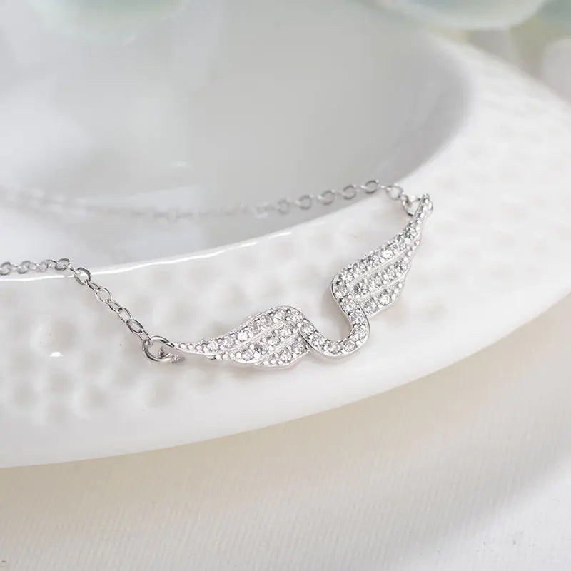 S925 Silver Angel Wings Necklace for Women