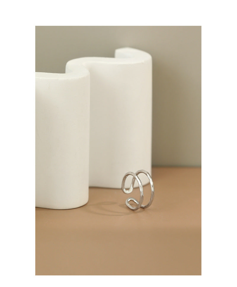 S925 Sterling Silver Double-Layer Geometric Ring – Modern Minimalist Statement for Women