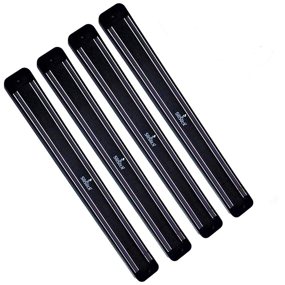 4-Slot Magnetic Knife Rack – Wall-Mounted Black Holder for Knives & Tools