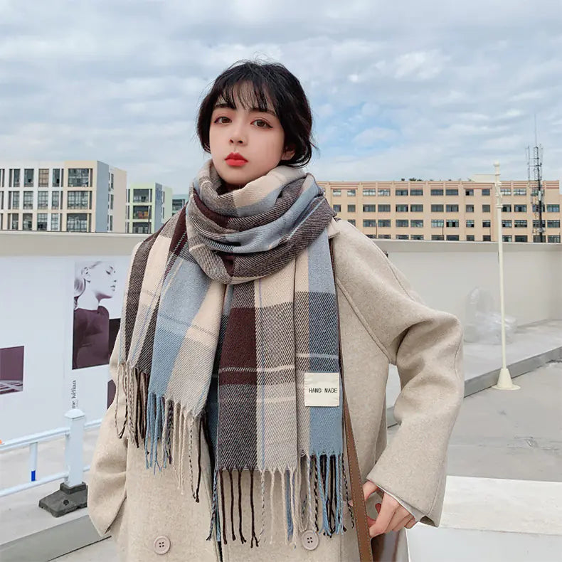 Winter Women’s Plaid Scarf - Thick & Warm Long Shawl