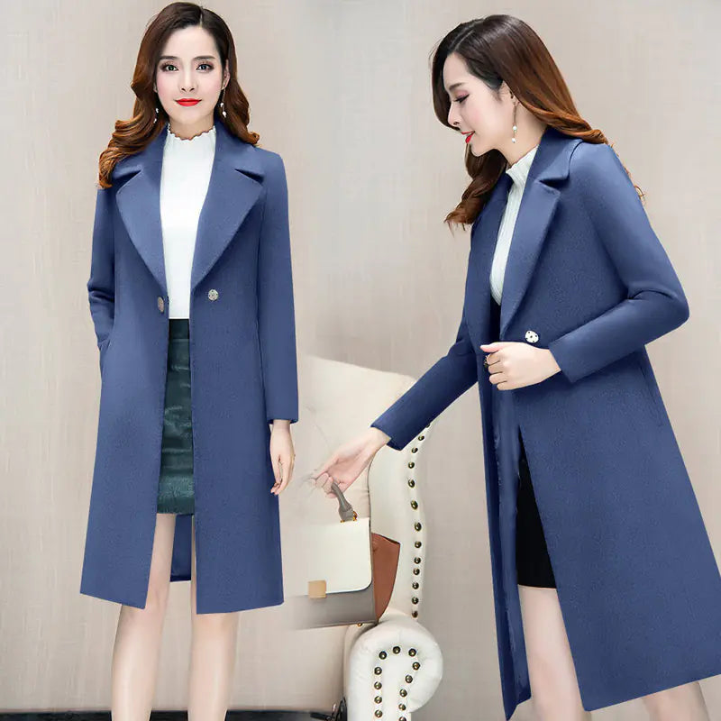 Dragon and Phoenix Wool Coat for Women (Mid-Length)