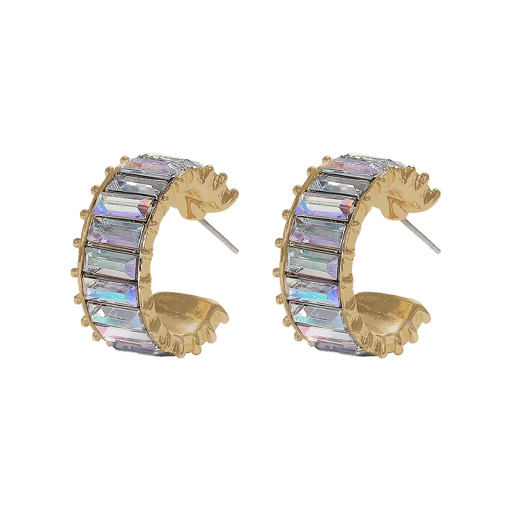Retro Rose Gold Crystal Zircon Stud Earrings – Elegant Vintage-Style Jewelry for Women