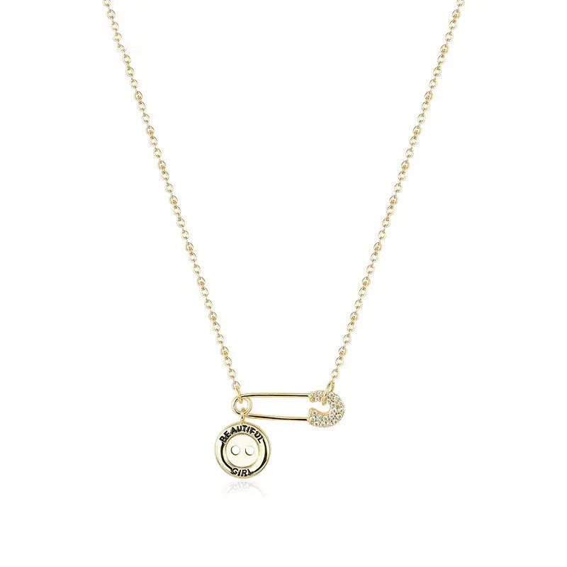 Sterling Silver Brooch Necklace for Women, Minimalist