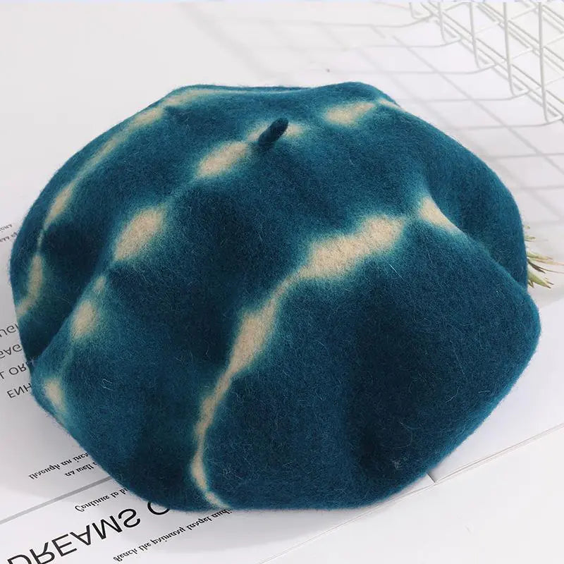 Tie-Dyed Fine Wool Beret Hat