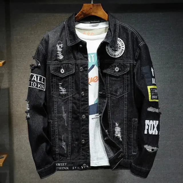 High-Quality Ripped Denim Jacket for Men and Women