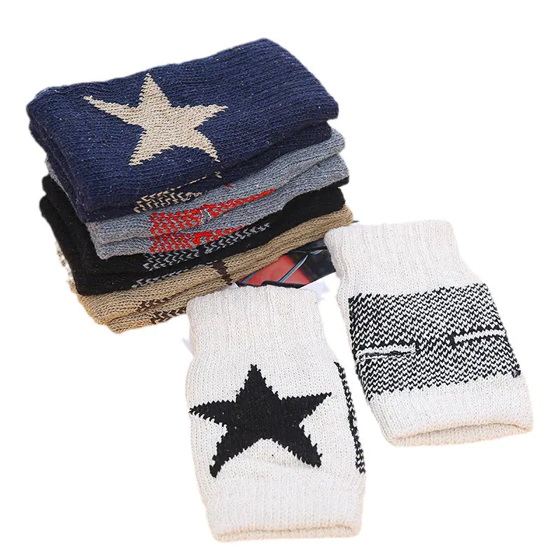 Half-Finger Knit Gloves for Students - Warm Cycling Gear