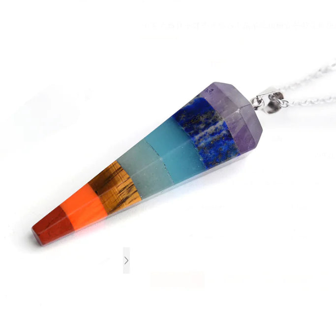 Hexagonal Chakra Pendant with Natural Stone Crystal