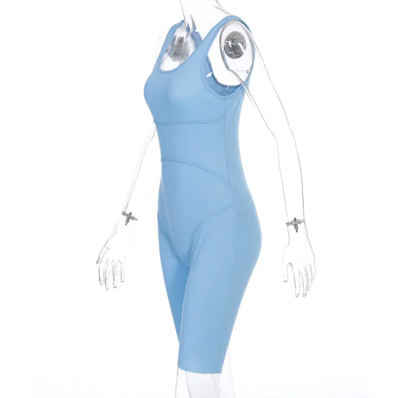 Women's Sleeveless Jumpsuit with Shorts for Fitness