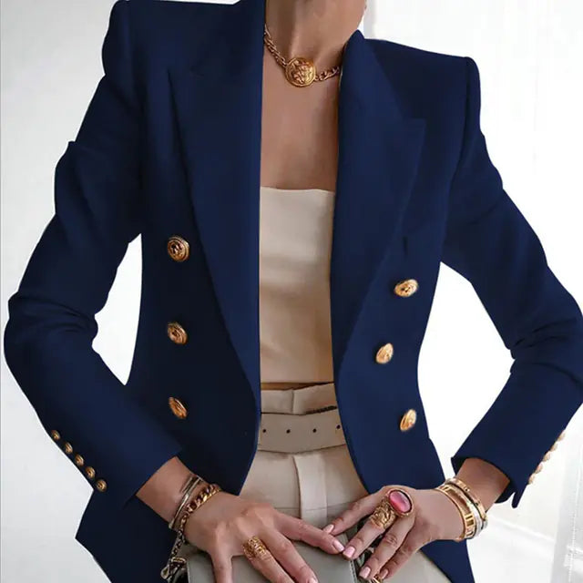Elegant Double Breasted Slim Fit Ladies Blazer