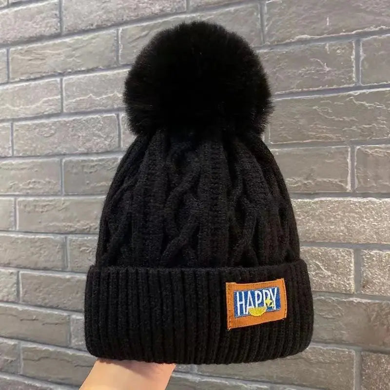 Thickened Fleece-lined Woolen Knitted Winter Hat