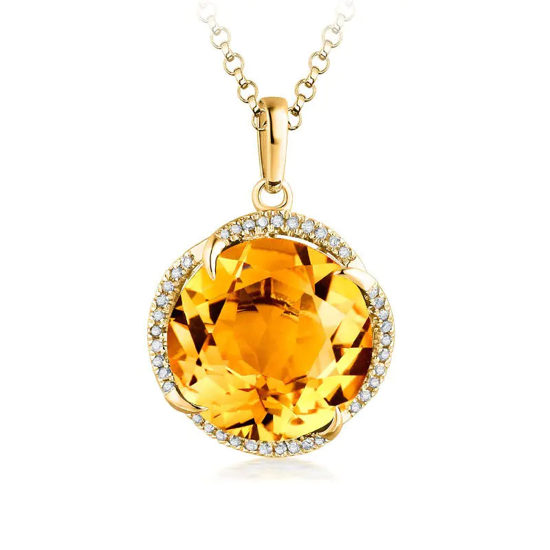 Yellow Zircon Topaz Necklace for Women