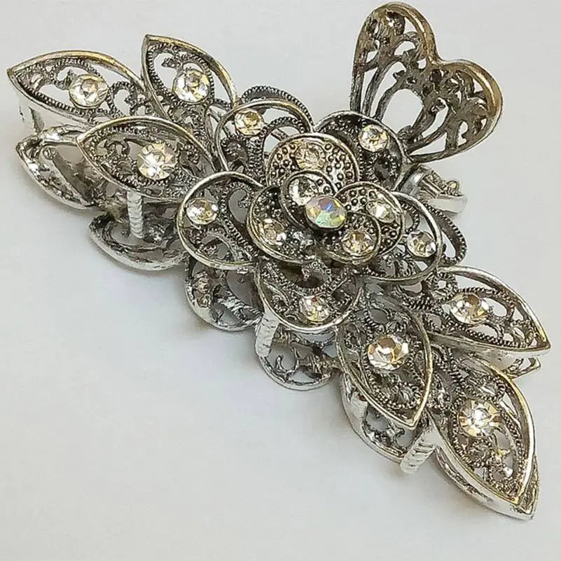 Large Retro Flower Hairpin Clip – Vintage European Style Alloy Hair Accessory for Women