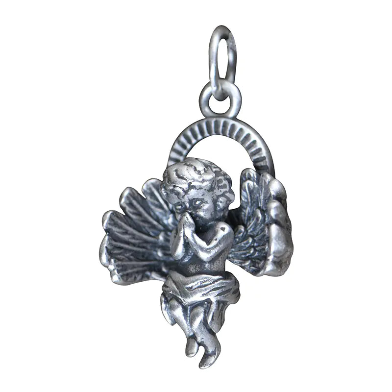 S925 Silver Vintage Angel Pendant Necklace for Women