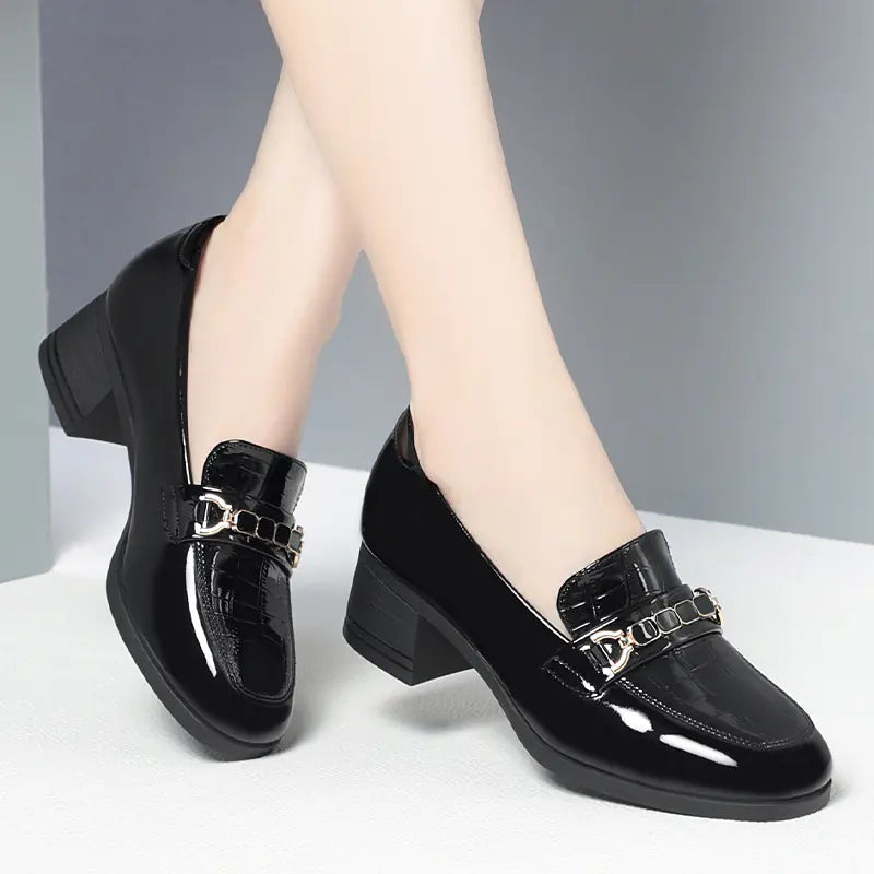 Red Soft Leather Wedding Shoes for Women