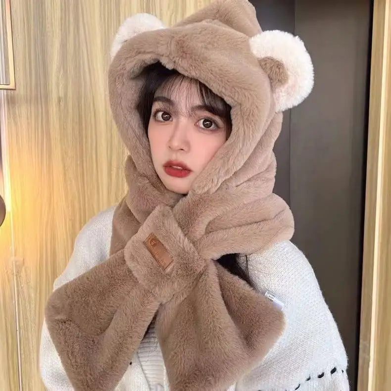 Women's Thickened Warm Plush Hat and Scarf Set