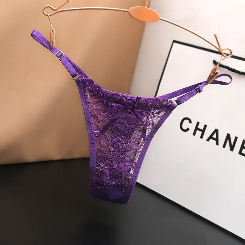 New Low-rise Lace Transparent Adjustable Thong Panties