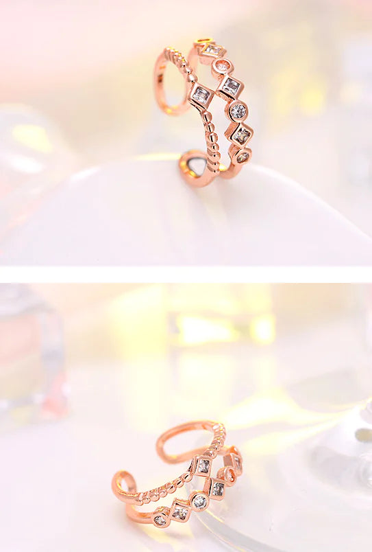 S925 Sterling Silver Double Layer Zircon Ring – Elegant Stacking Ring for Women