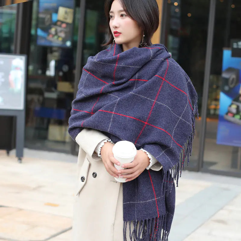Plaid Scarf for Women - Thick Warm Shawl for Winter