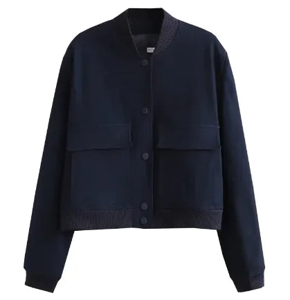 Loose Casual Bomber Jacket for Women – Lightweight Streetwear Coat