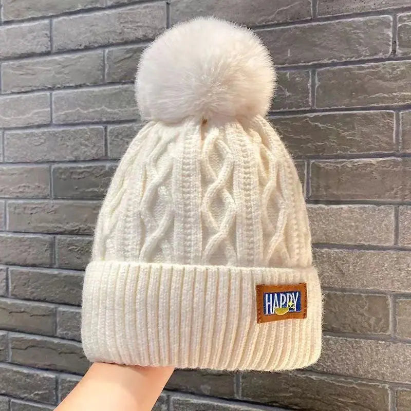 Thickened Fleece-lined Woolen Knitted Winter Hat