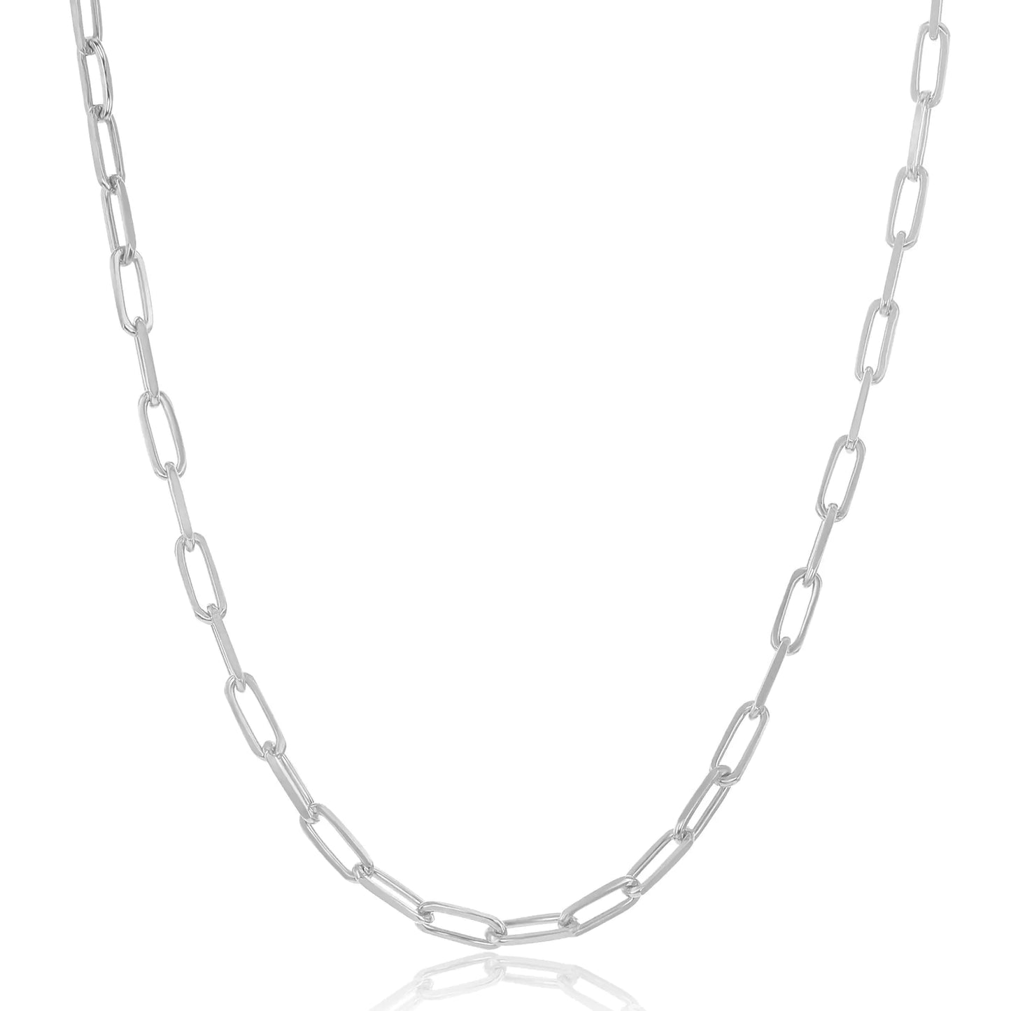 Silver Paperclip Chain Necklace for Women - Sterling Silver Paperclip Necklace for Women - Paper Clip Necklace Silvering Silver - Silver Paper Clip Necklace for Women - (Silver 20 inch 2.8mm)