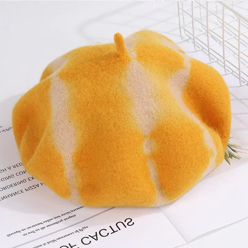 Tie-Dyed Fine Wool Beret Hat