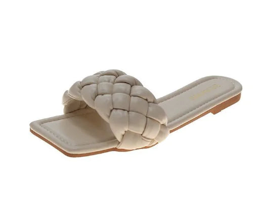 Women's Square Head Flat Woven Sandals and Slippers