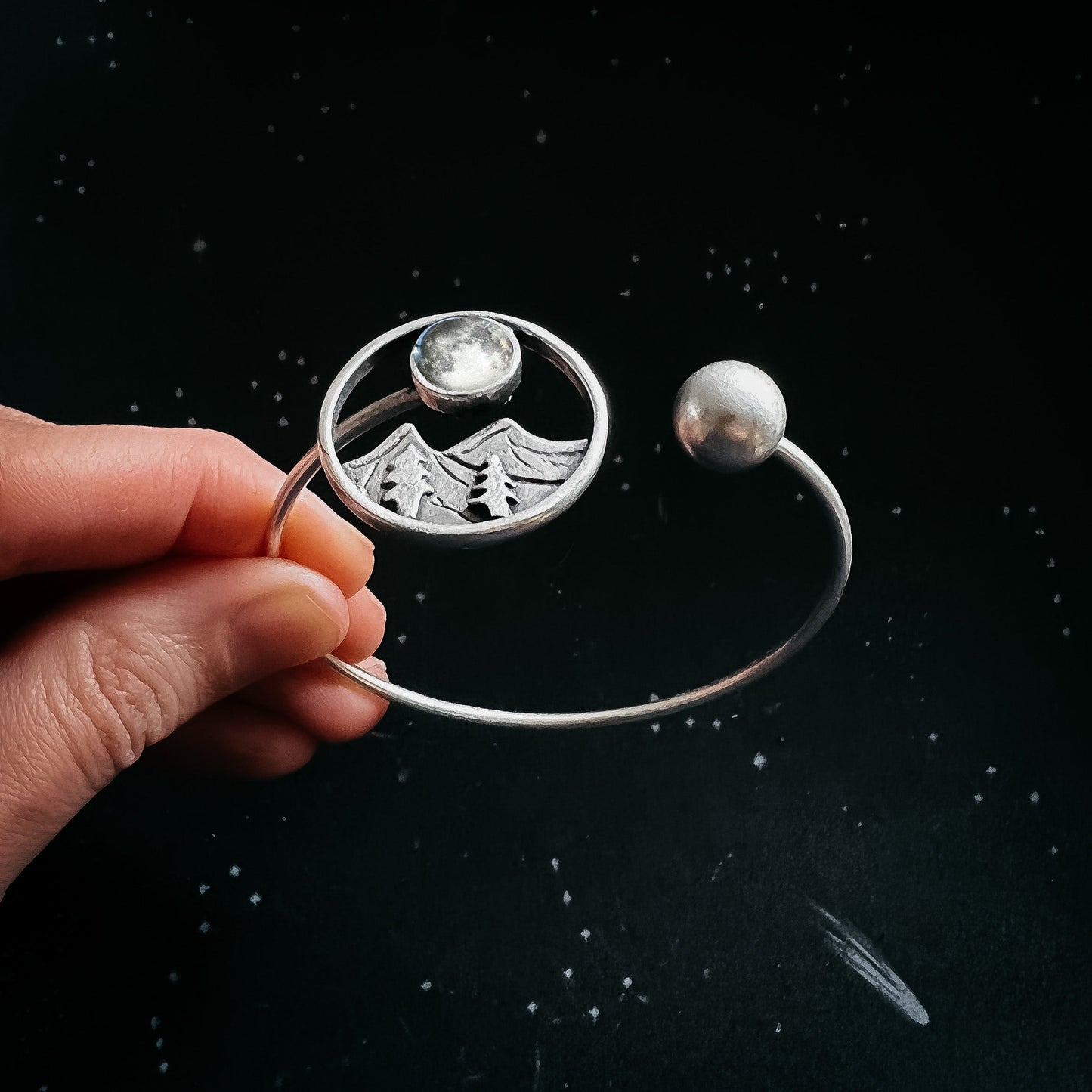 CLEARANCE My Moon Rises Over Landscape Mountain Bracelet โ Nature-Inspired Jewelry