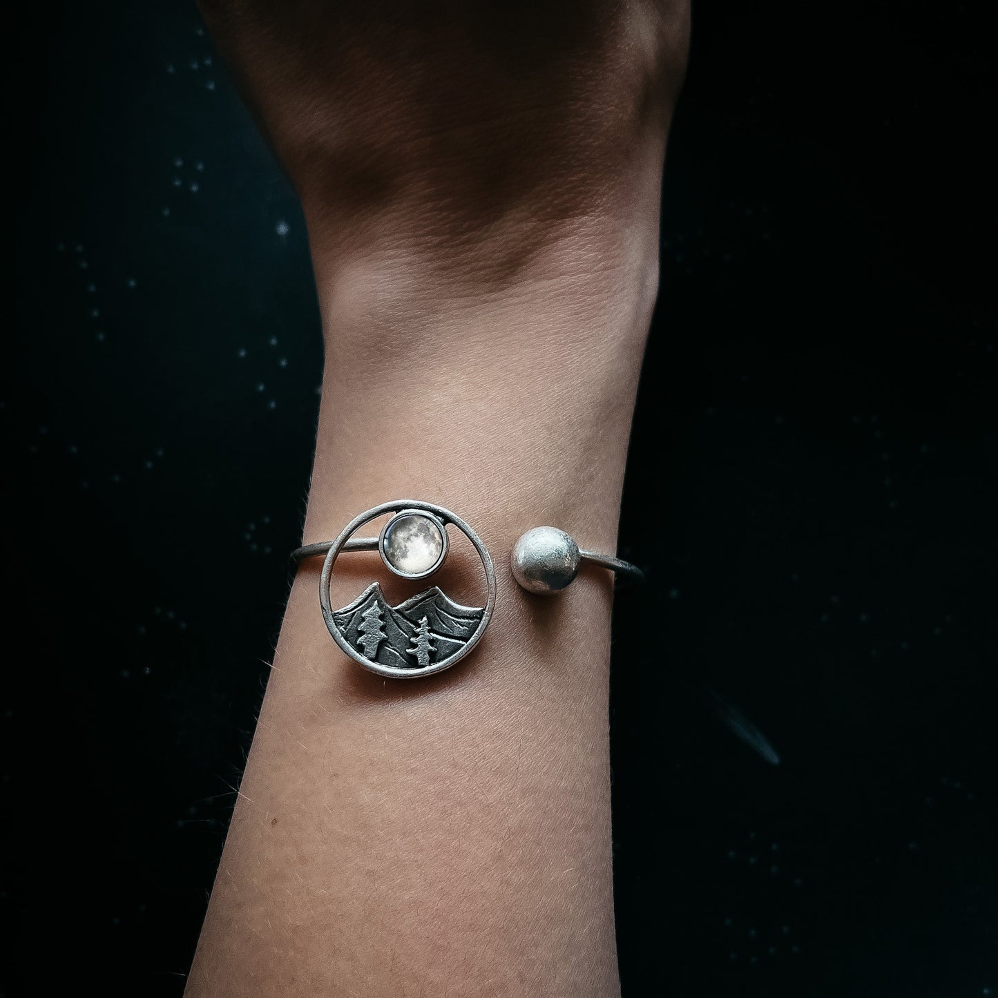 CLEARANCE My Moon Rises Over Landscape Mountain Bracelet โ Nature-Inspired Jewelry