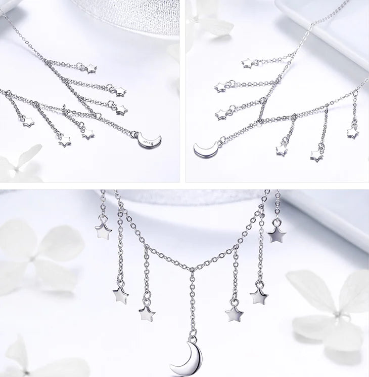 Star and Moon Necklace for Women