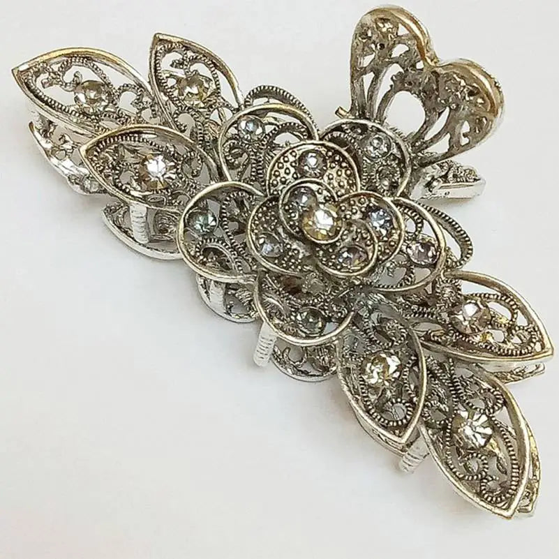 Large Retro Flower Hairpin Clip – Vintage European Style Alloy Hair Accessory for Women