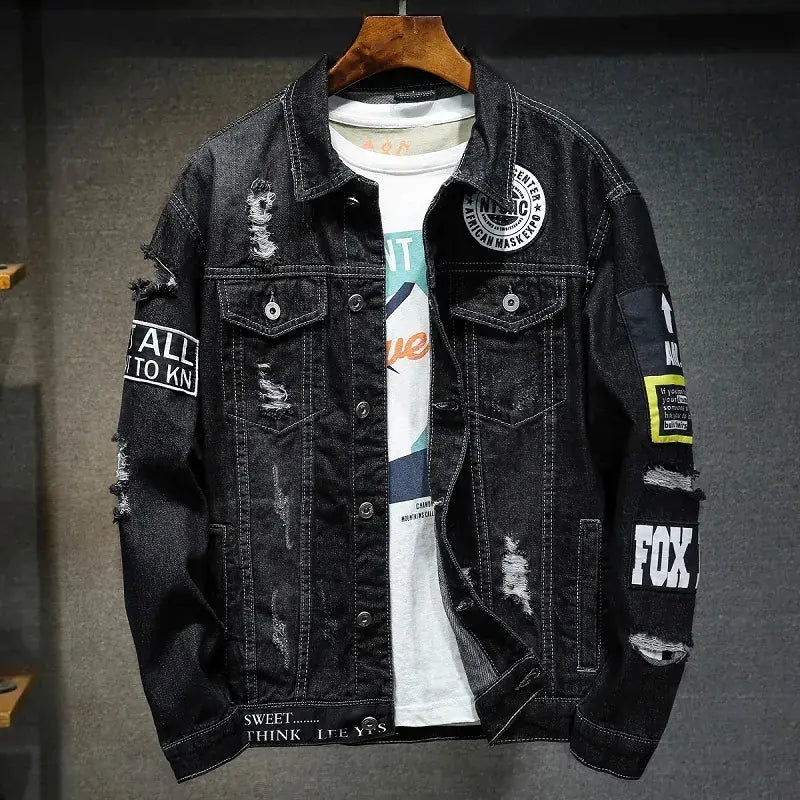 High-Quality Ripped Denim Jacket for Men and Women