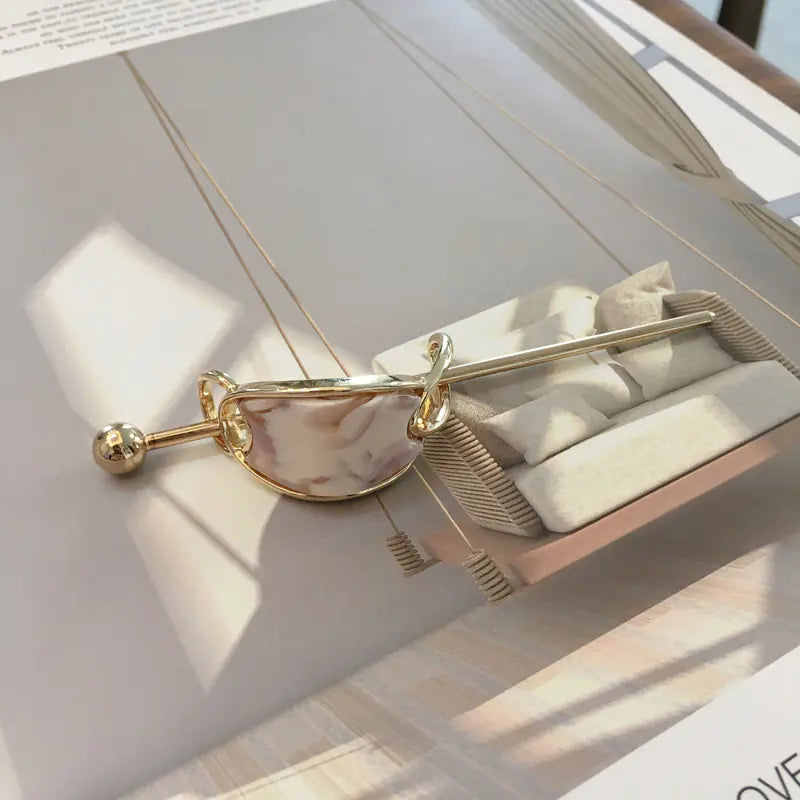 Geometric Alloy Hairpin for Vintage Elegant Style