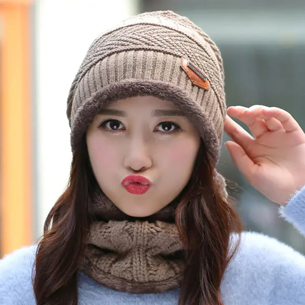 Thick Knit Beanie Hat, Warm Wool Cap