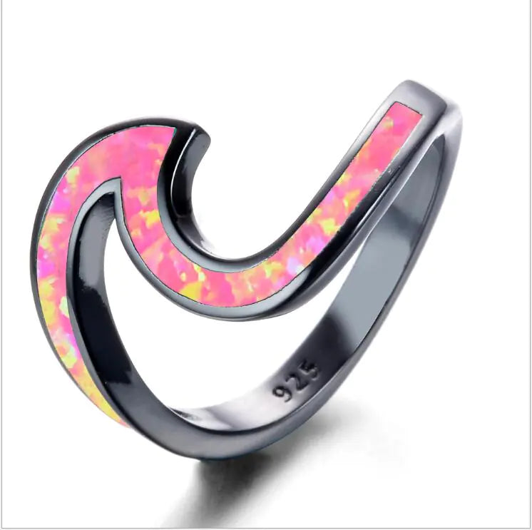 Black Gold Opal Ring with Diamond Accent (Stylish Design)