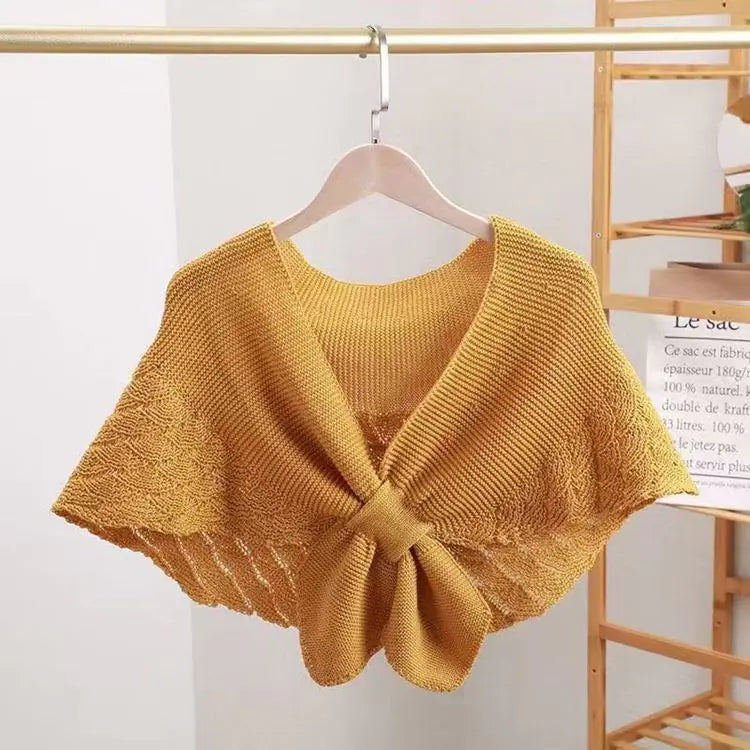 Ladies' Hollow Knit Shawl Cape and Scarf Vest