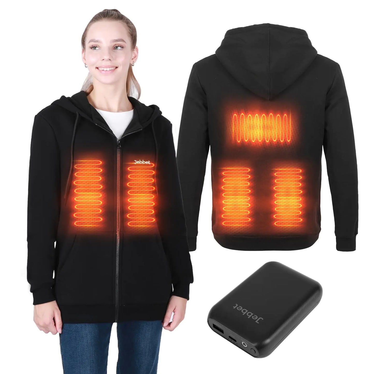 Heated Hoodie Jacket for Women and Men (Unisex) with 7.4V Battery Pack Lightweight Winter Outdoor Soft Cozy with Heated Sweatshirt(X-Small)